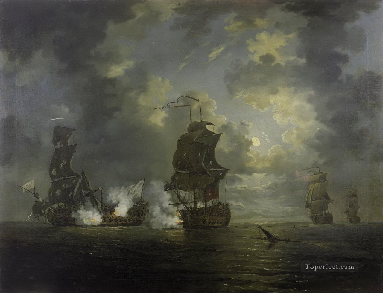 Battle of cartagena rowley Naval Battle Oil Paintings